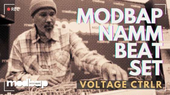 Voltage Ctrlr performing on a Modbap system at NAMM 2024